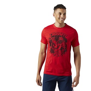 TSHIRT REEBOK CROSSFIT BR5534 MIKE GIANT SKULL  ROSSO