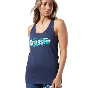 CANOTTA REEBOK CROSSFIT EC1499 PRINT FILL LOGO  BLU NAVY